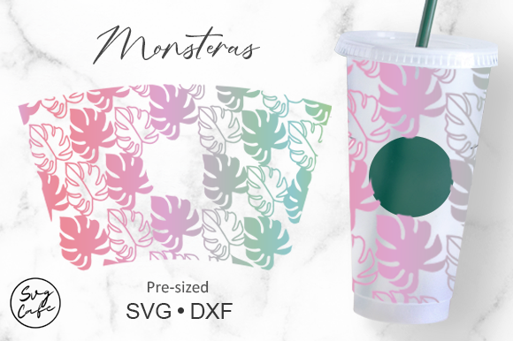 24oz Venti Cold Cup Monsteras Graphics for Crafts