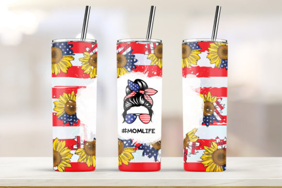 American Sunflower Mom Life Tumbler: Print & Graphics