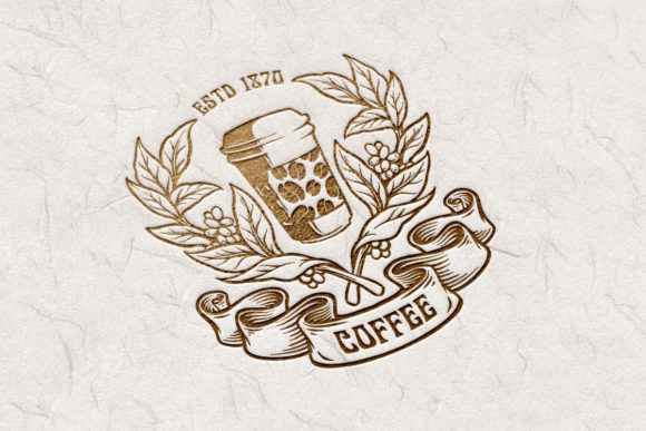 Coffee Plant Cup Glass Silhouette Logo Graphics & Illustrations