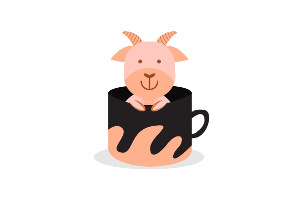 Cute Animal Goat Inside Cup: Graphic & Illustration Review