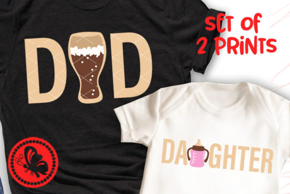 Dad Beer Daughter Cup of Milk Family Graphics & Illustrations