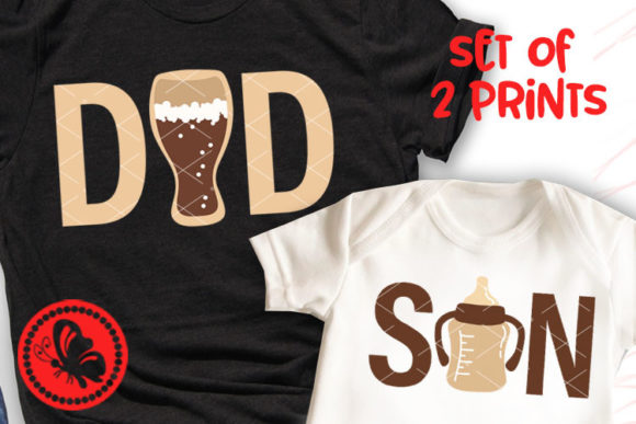 Dad Beer Son Cup of Milk Family Graphics & Illustrations