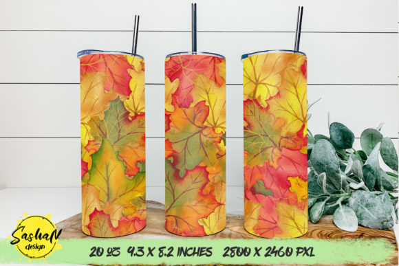 Fall Tumbler Leaves Sublimation: Graphics & Print Template