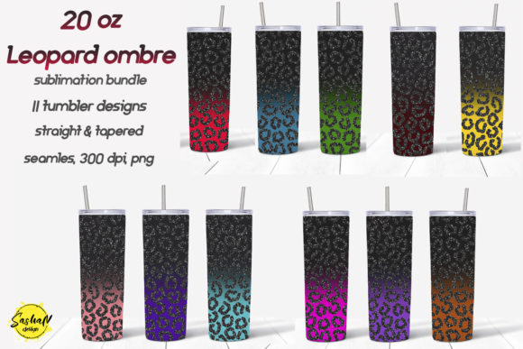 Glitter Leopard Tumbler Bundle: Graphics & Print Templates