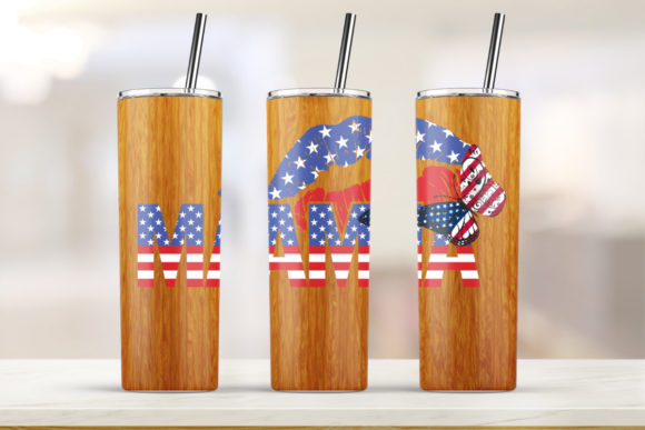 MAMA Wood Flag Skinny Tumbler Graphics & Print Templates