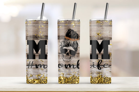Mom Life Wood 20oz Skinny Tumbler Graphics & Print Templates