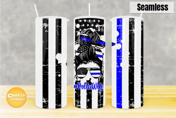Police Wife Skinny Tumbler Sublimation Graphics for Crafts