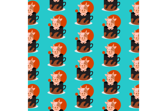 Seamless Pattern Inside Cup Animal Cow: Graphics & Patterns