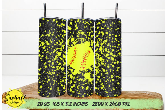 Softball Tumbler Wrap for Graphics & Print Templates