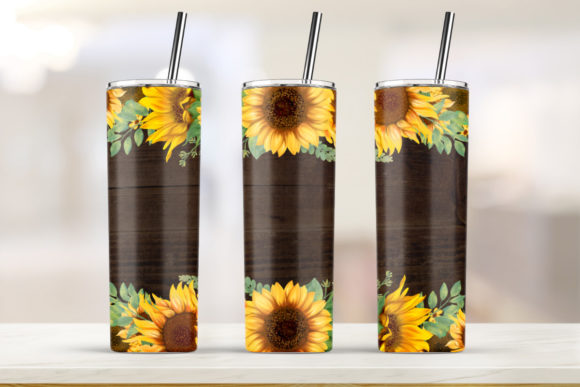 Sunflower Wood 20oz Skinny Tumbler: Graphics & Print